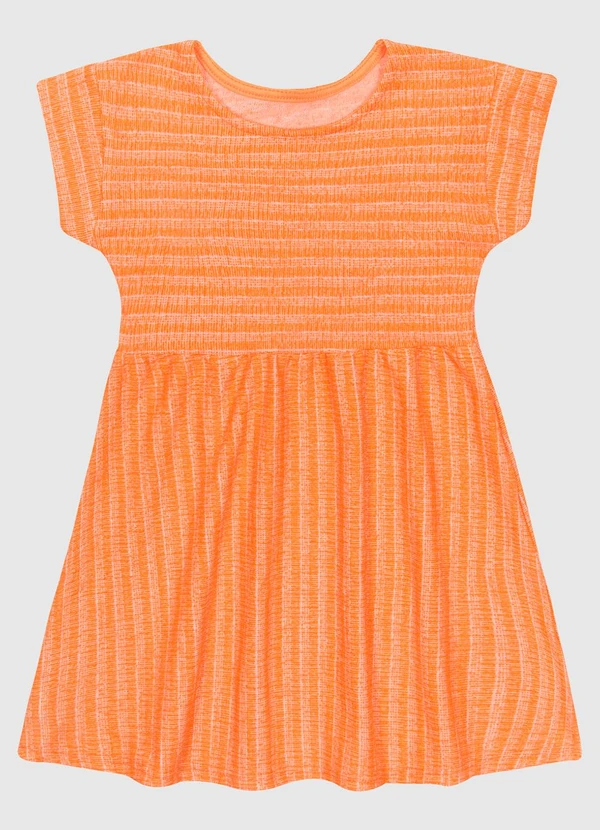 Malwee Kids - Vestido Evasê em Malha Tweed e Jacquard Laranja