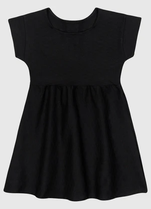 Malwee Kids - Vestido Evasê em Malha Tweed e Jacquard Preto - MALWEE KIDS