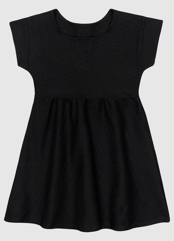 Malwee Kids - Vestido Evasê em Malha Tweed e Jacquard Preto