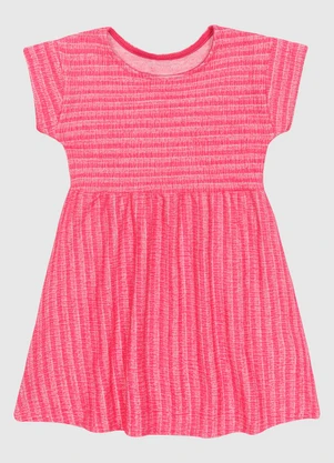Malwee Kids - Vestido Evasê em Malha Tweed e Jacquard Rosa - MALWEE KIDS