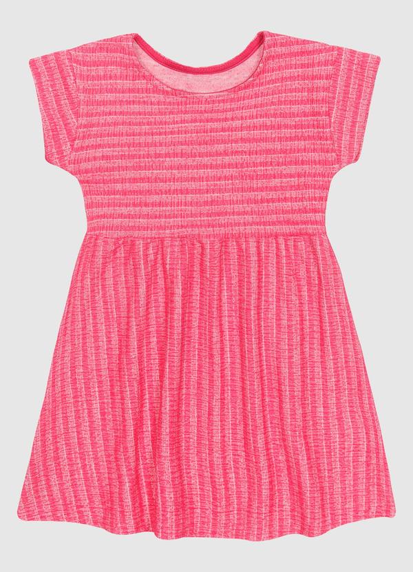 Malwee Kids - Vestido Evasê em Malha Tweed e Jacquard Rosa
