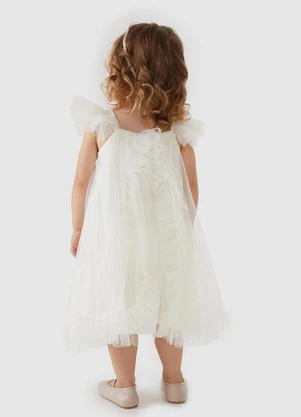 Carinhoso - Vestido Evasê em Tule Off White - CARINHOSO