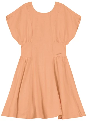 Carinhoso - Vestido Evasê em Viscolinho Laranja - CARINHOSO