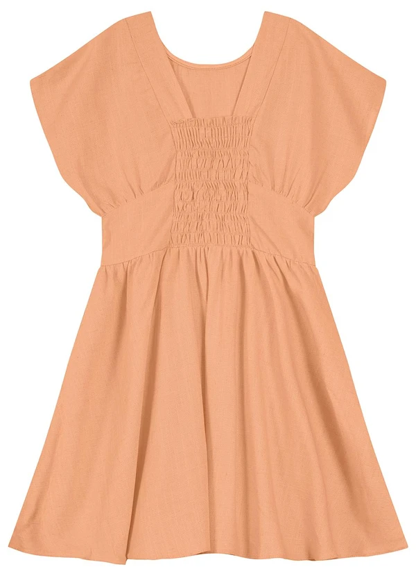 Carinhoso - Vestido Evasê em Viscolinho Laranja 2