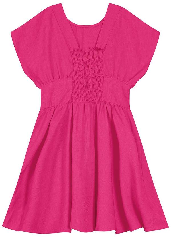 Carinhoso - Vestido Evasê em Viscolinho Rosa Escuro 2