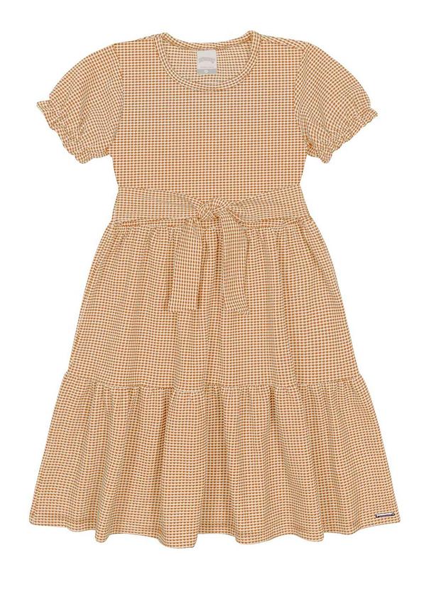 Alakazoo - Vestido Evasê Faixa Malha Texturizada PoáBege