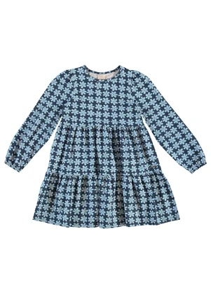 Carinhoso - Vestido Evasê Floral Azul - CARINHOSO