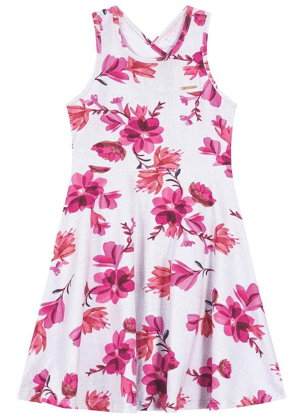 Carinhoso - Vestido Evasê Floral Branco