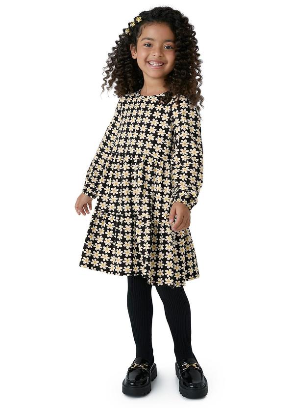 Carinhoso - Vestido Evasê Floral Preto