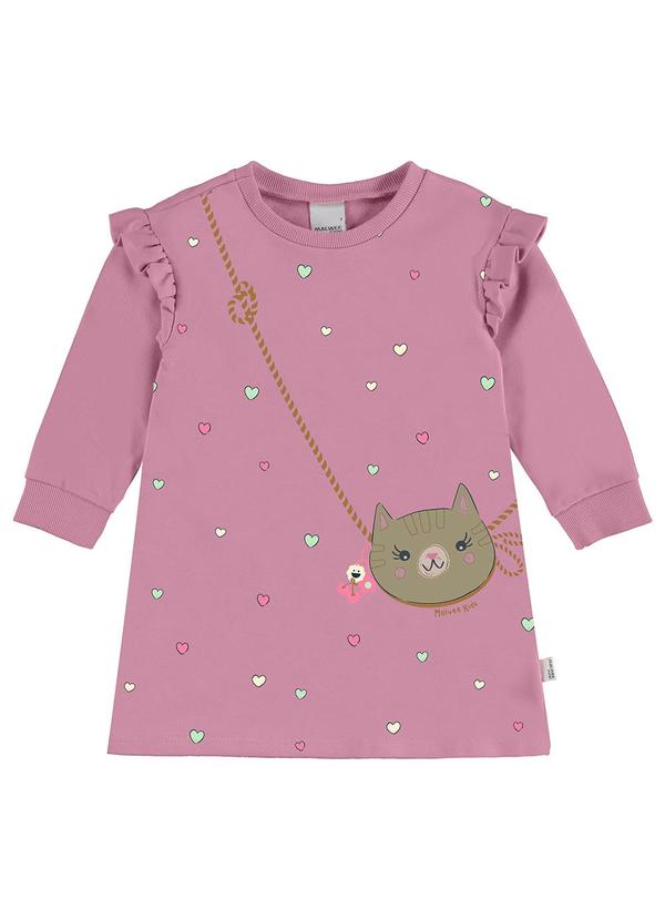 Malwee Kids - Vestido Evasê Gatinha MeninaRosa