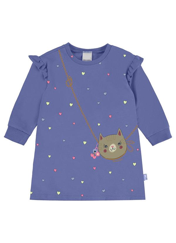 Malwee Kids - Vestido Evasê Gatinha Menina Roxo