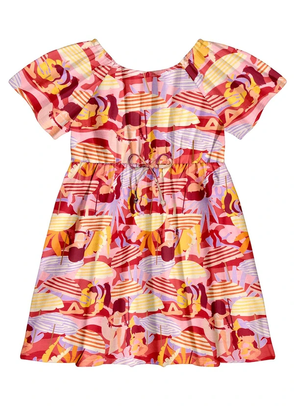 Alakazoo - Vestido Evasê Infantil Menina em Malha Laranja