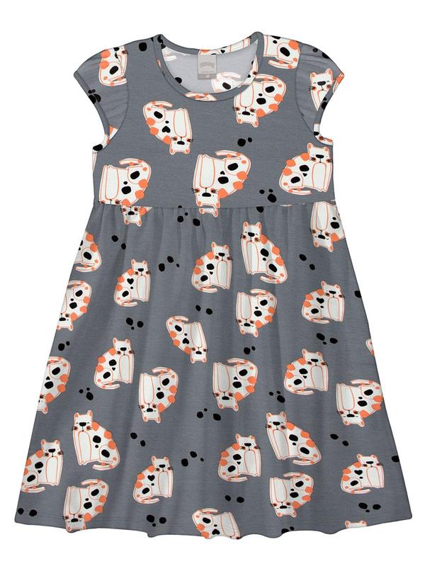 Alakazoo - Vestido Evasê Infantil Menina Gatos Cinza 2