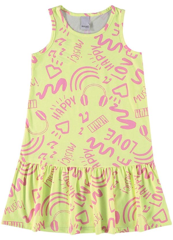 Malwee Kids - Vestido Evasê Inscrições Verde
