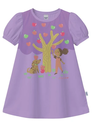 Malwee Kids - Vestido Evasê Macieira com Glitter Lavanda - MALWEE KIDS