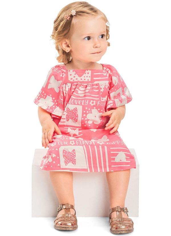 Quimby - Vestido Evasê Neon Bebê Menina Rosa