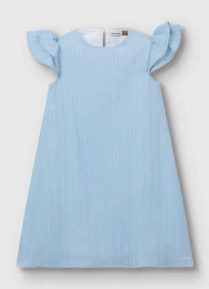 Carinhoso - Vestido Evasê Plissado Azul Pastel - CARINHOSO