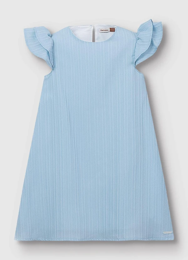 Carinhoso - Vestido Evasê Plissado Azul Pastel 2