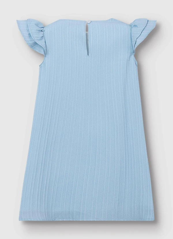 Carinhoso - Vestido Evasê Plissado Azul Pastel 3