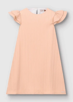 Carinhoso - Vestido Evasê Plissado Laranja Pastel - CARINHOSO