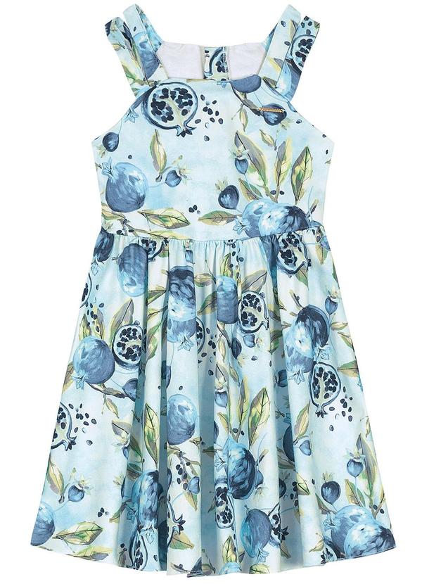 Carinhoso - Vestido Evasê Romã Azul