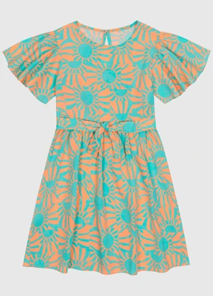 Malwee Kids - Vestido Evasê Sol Menina Laranja Claro - MALWEE KIDS