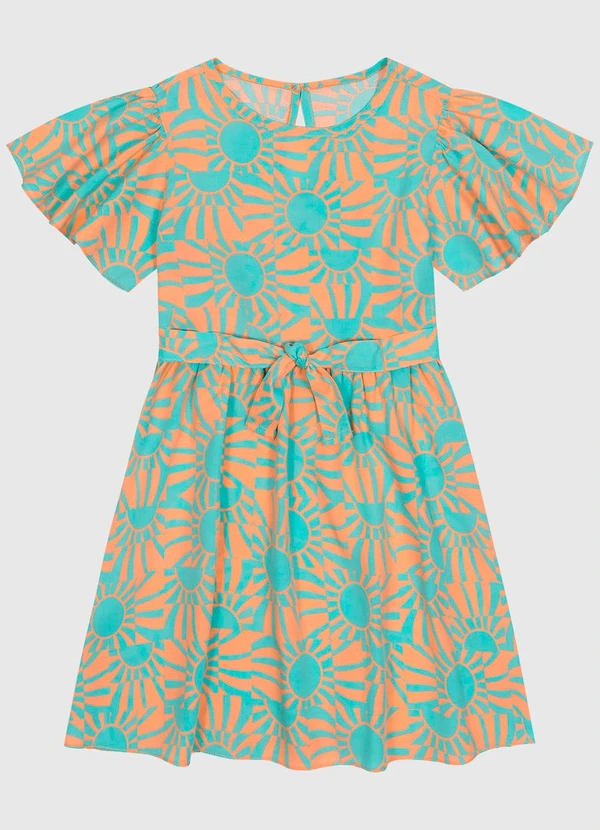 Malwee Kids - Vestido Evasê Sol Menina Laranja Claro 1