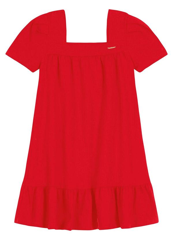 Carinhoso - Vestido Evasê Texturizado Vermelho