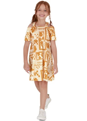 Malwee Kids - Vestido Evasê Tropical Amarelo - MALWEE KIDS