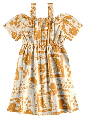 Malwee Kids - Vestido Evasê Tropical Amarelo - MALWEE KIDS