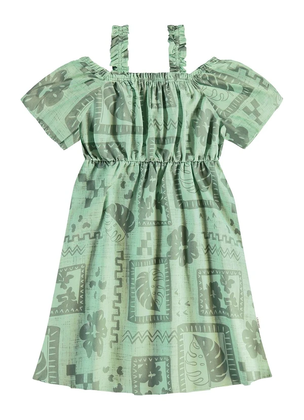 Malwee Kids - Vestido Evasê Tropical Verde 1