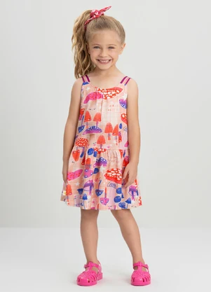 Vestido Fantasia Infantil com Alças Três e Já Bege - TRÊS E JÁ
