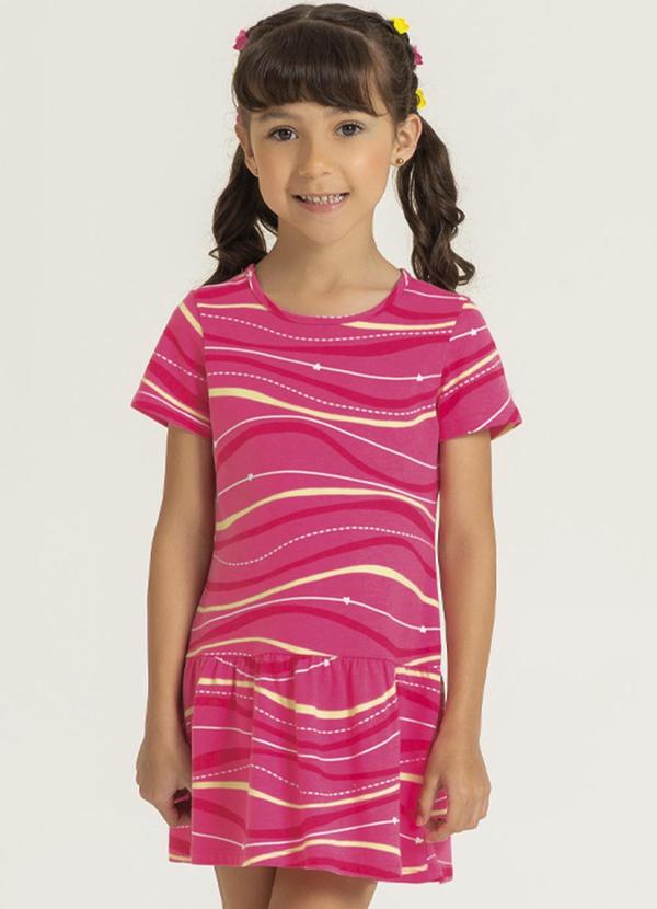 Cativa Kids - Vestido Feminino com Estampa Rotativa Rosa