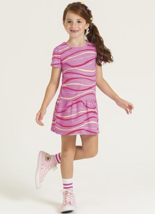 Cativa Kids - Vestido Feminino com Estampa Rotativa Roxo 2