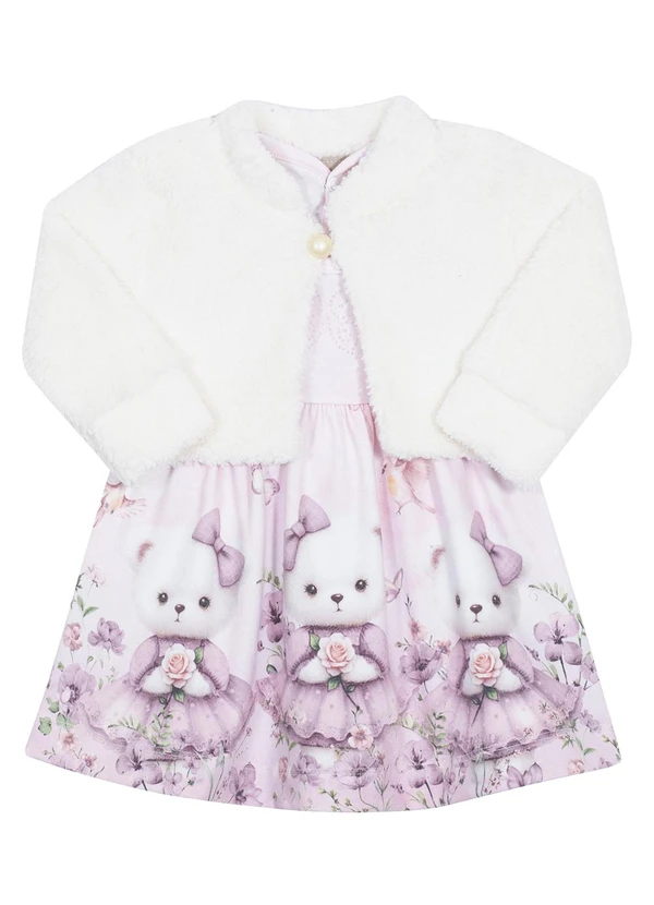 Randa Mundu - Vestido Feminino Cotton Pa / Bolero Pelo Rosa