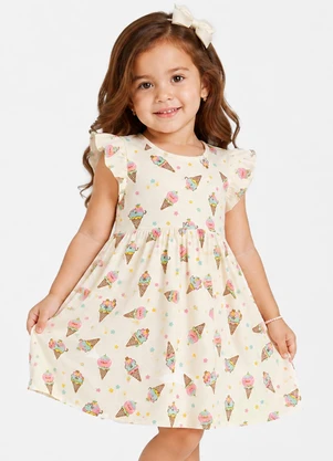 Select - Vestido Feminino Estampado em Malha Cotton Bege - SELECT