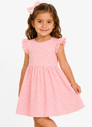 Select - Vestido Feminino Estampado em Malha Cotton Rosa - SELECT