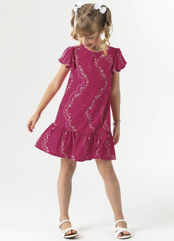 Cativa Kids - Vestido Feminino Estampado Rosa
