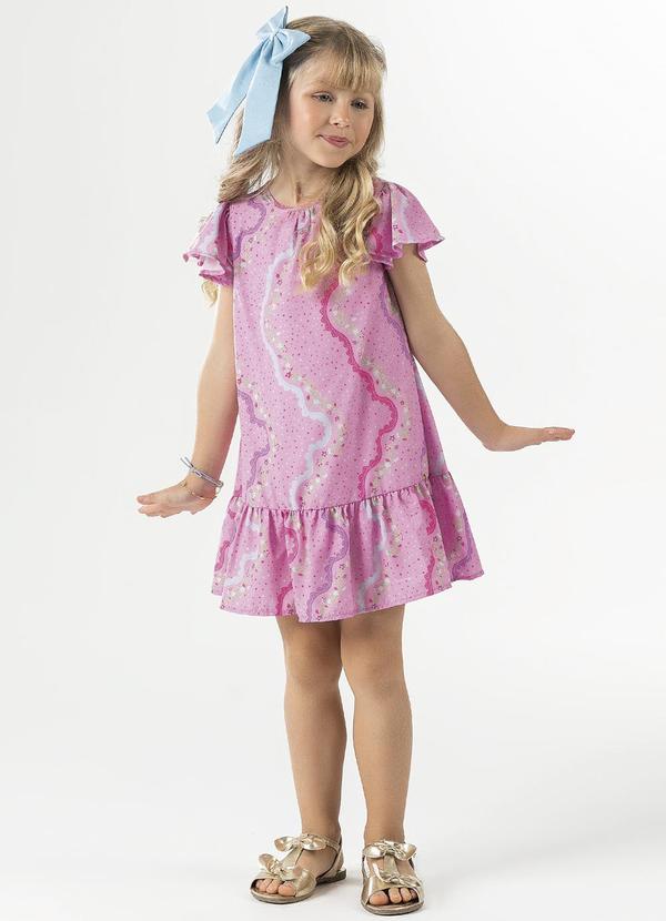Cativa Kids - Vestido Feminino Estampado Rosa