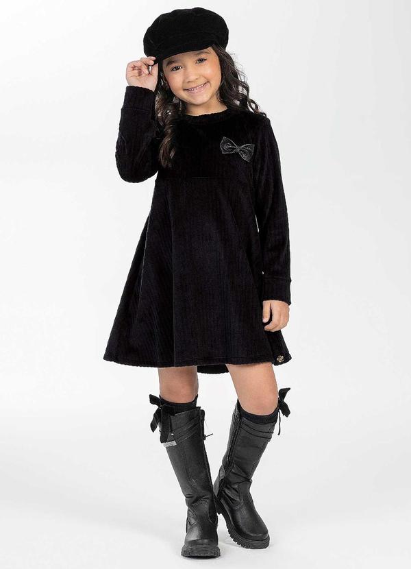 Cativa Kids - Vestido Feminino Infantil com Laço Preto