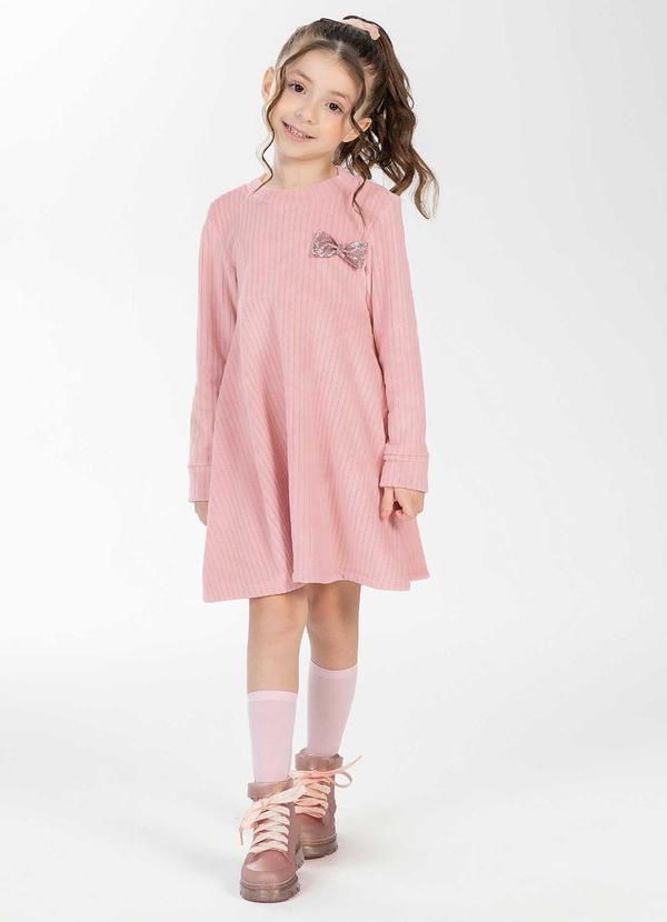Cativa Kids - Vestido Feminino Infantil com Laço Rosa