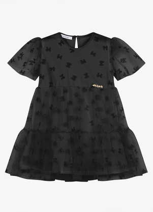 Trick Nick - Vestido Feminino Infantil com Tule Preto - TRICK NICK