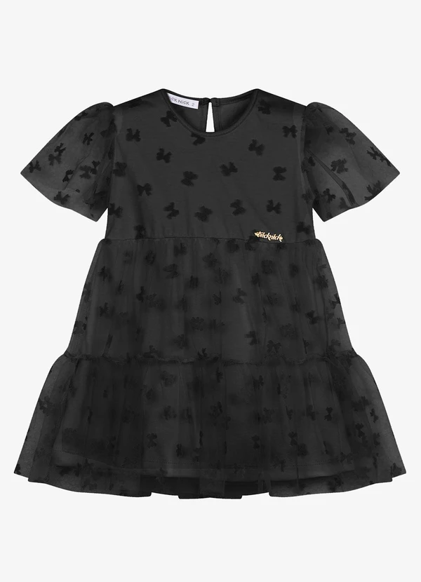 Trick Nick - Vestido Feminino Infantil com Tule Preto