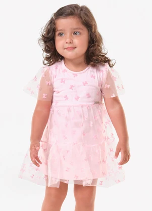 Trick Nick - Vestido Feminino Infantil com Tule Rosa - TRICK NICK