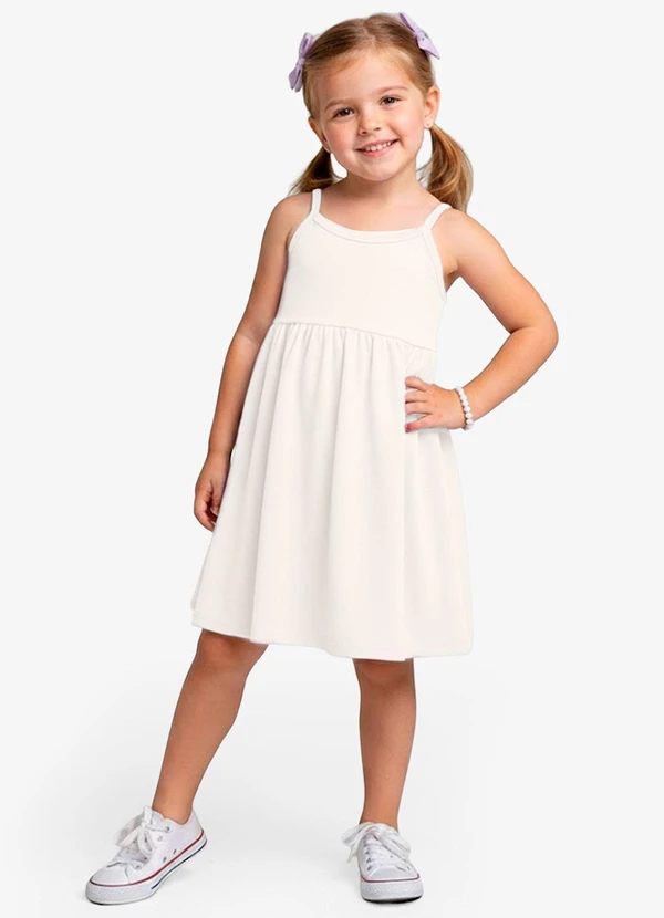 Select - Vestido Feminino Infantil de Alças Bege