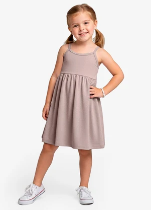 Select - Vestido Feminino Infantil de Alças Marrom - SELECT