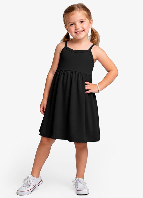 Select - Vestido Feminino Infantil de Alças Preto