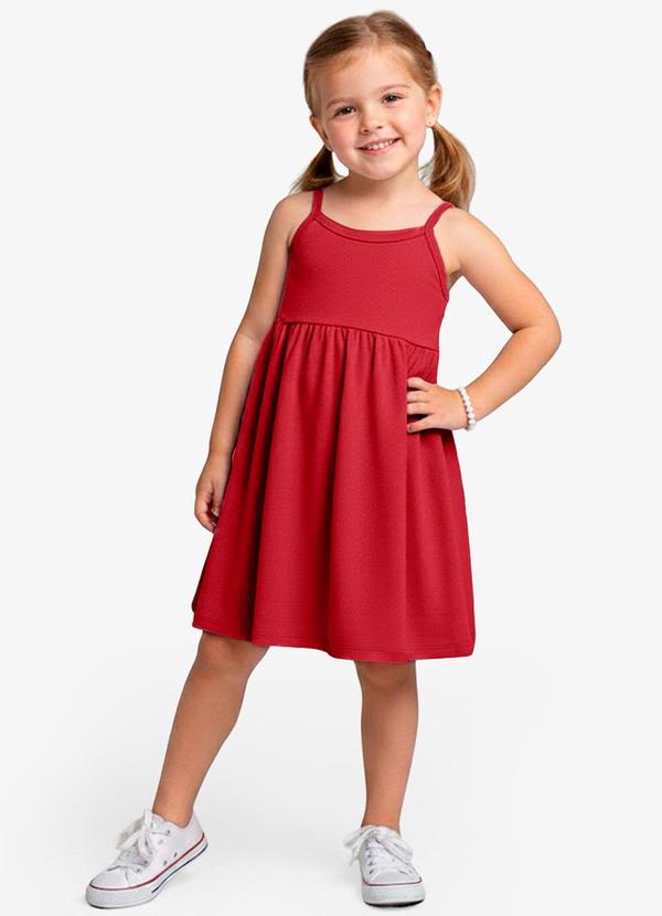 Select - Vestido Feminino Infantil de Alças Vermelho