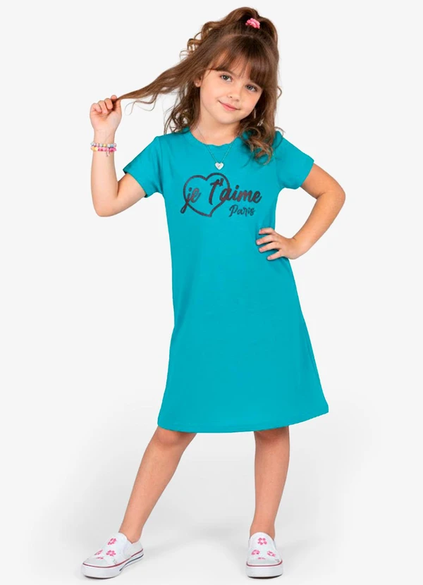 Select - Vestido Feminino Infantil em Molecotton Azul