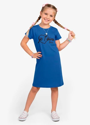 Select - Vestido Feminino Infantil em Molecotton Azul - SELECT